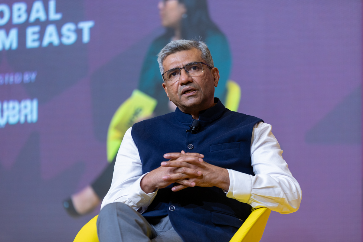 Aloke Singh, Managing Director, Air India Express speaking on stage at Skift Global Forum East 2024.