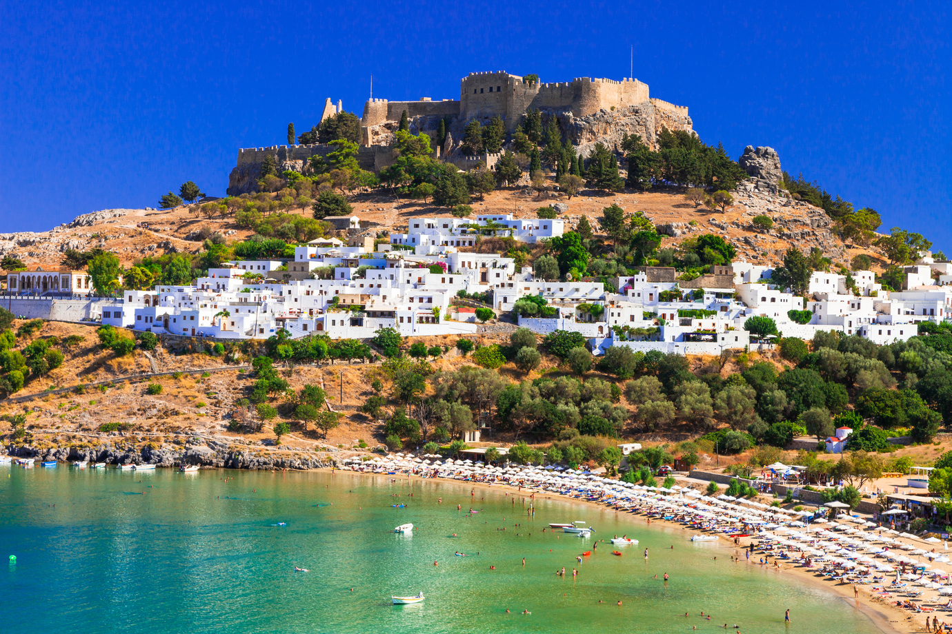 A beach on the Greek island of Rhodes