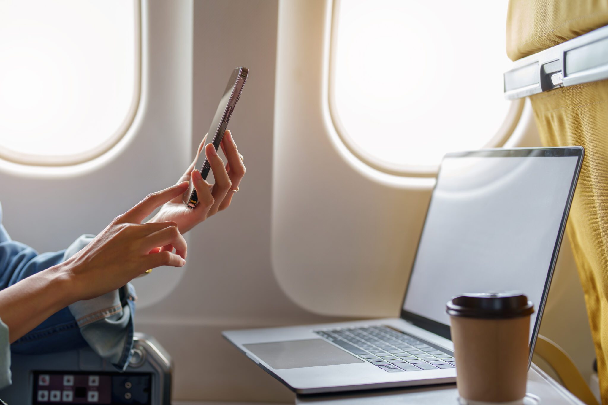 Passenger and her mobile devices