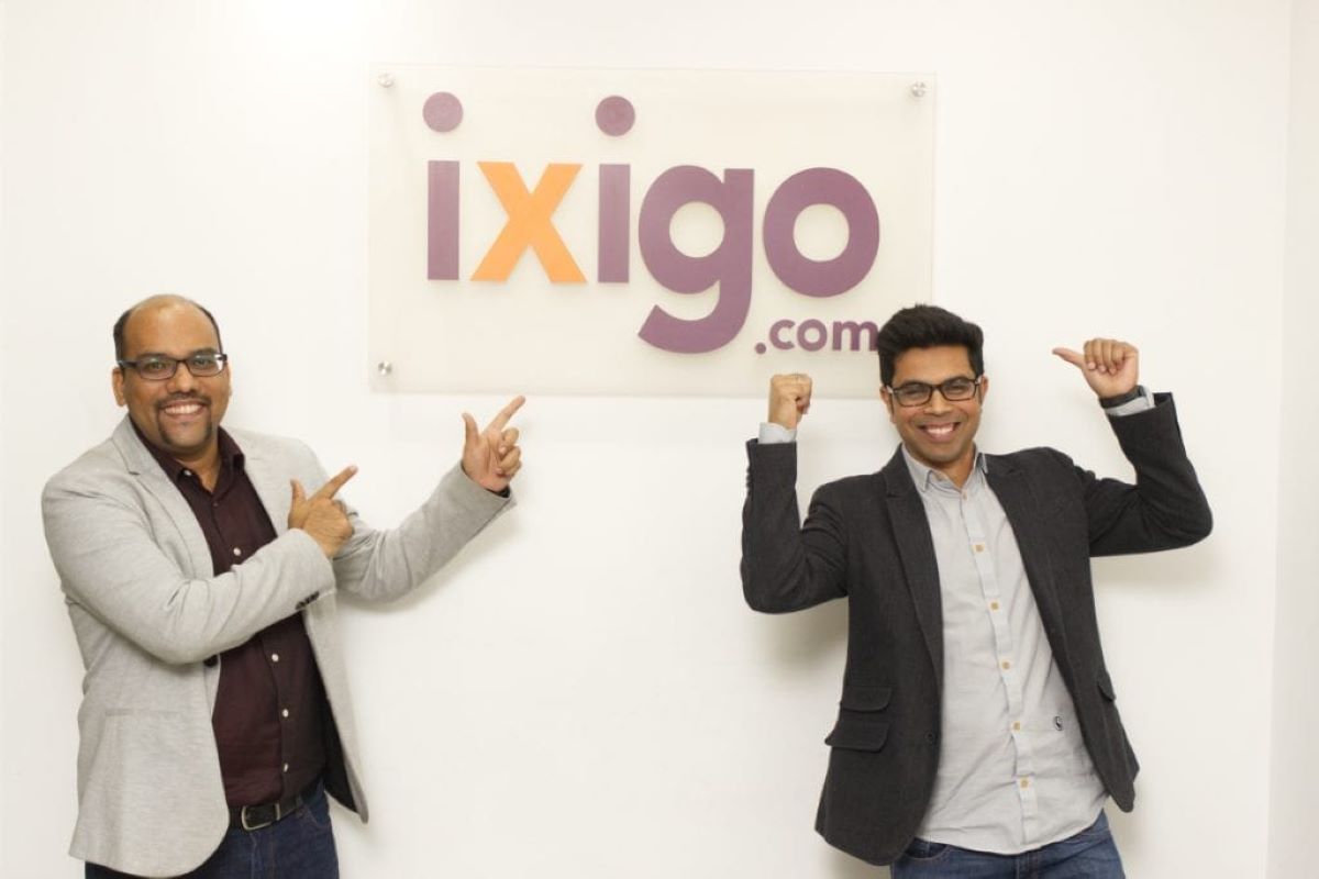 Ixigo’s co-founders CEO Aloke Bajpai (left) and co-CEO Rajnish Kumar at the company’s Gurgaon, India, headquarters.